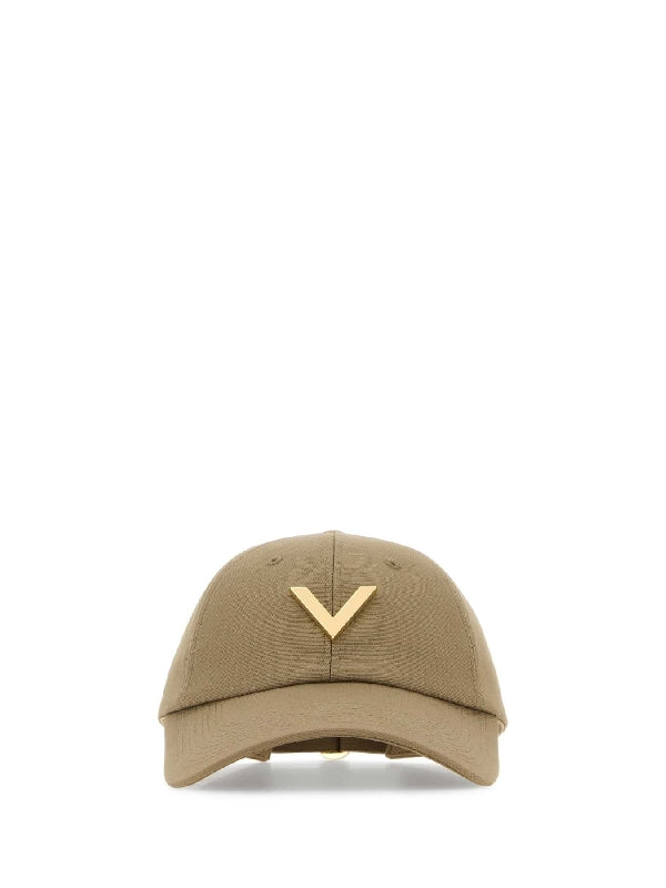 V Logo Decoration Cotton Baseball Cap