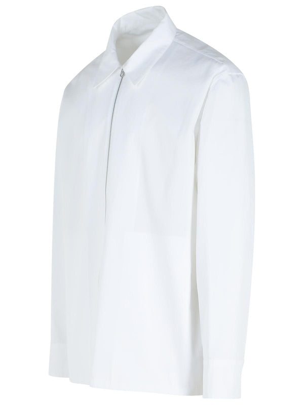 White Cotton Zipper Shirt