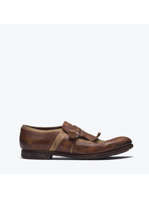 Fringe Panel Detail Leather Monkstrap
  Shoes