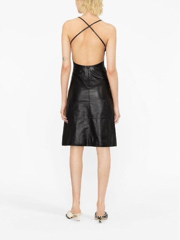 Anagram Backless Leather Dress