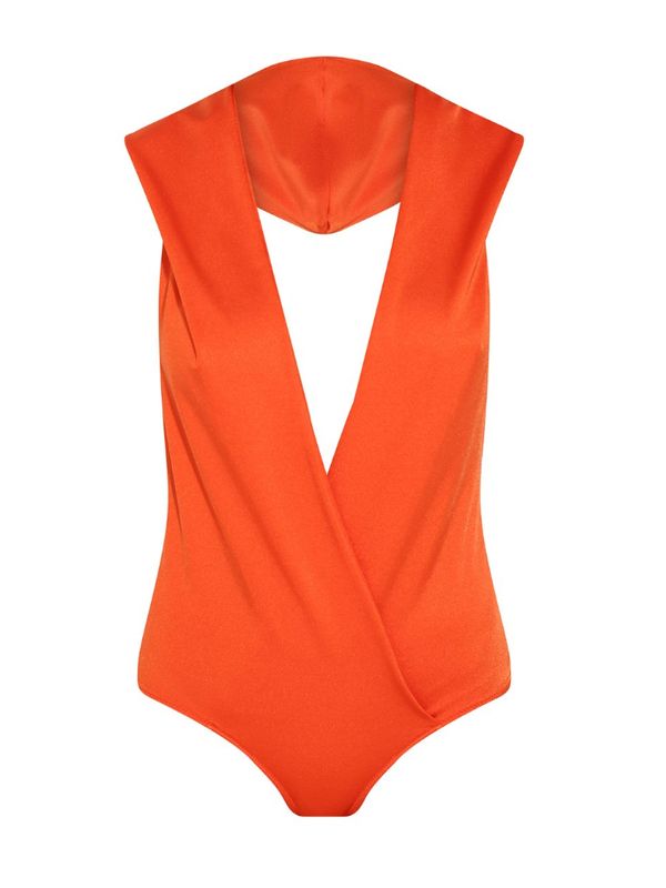 Backless V-Neck Hooded Bodysuit