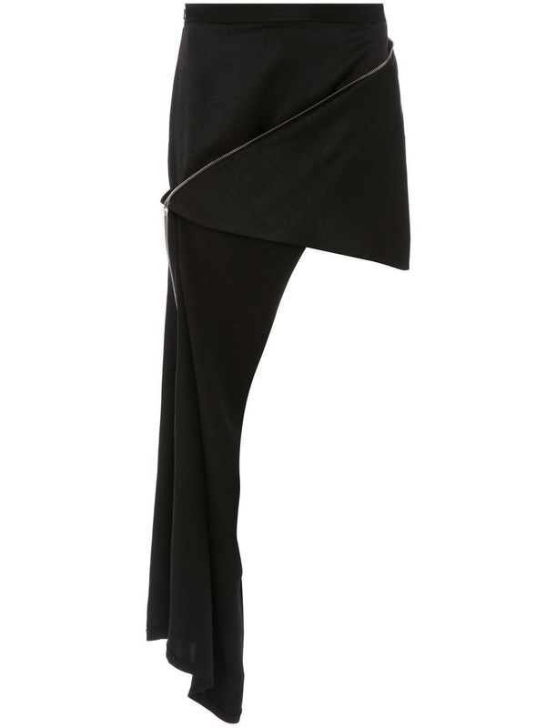 Zipper Detail Asymmetric Skirt