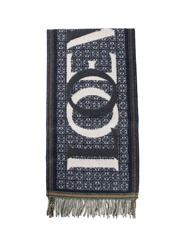 Logo Jacquard Wool Cashmere Scarf