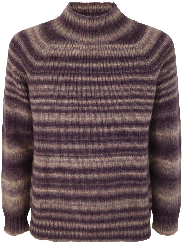 Intarsia Wool Mock Neck Knit