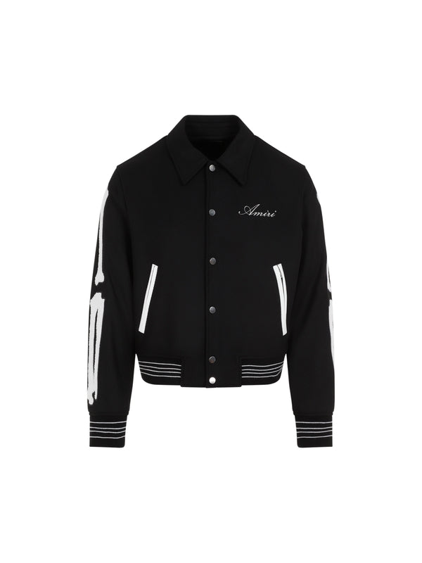 Bone Patch Varsity Bomber Jacket