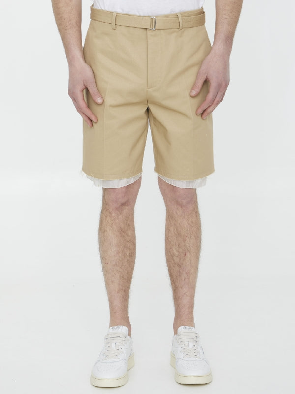 Belted Cotton Bermuda Shorts