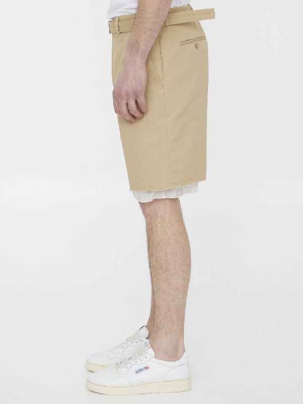 Belted Cotton Bermuda Shorts