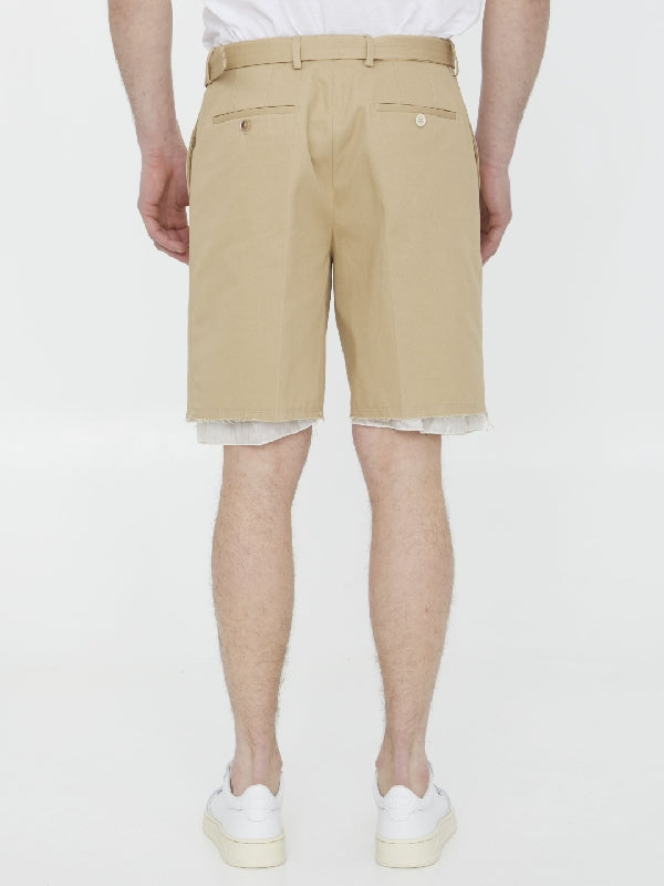 Belted Cotton Bermuda Shorts