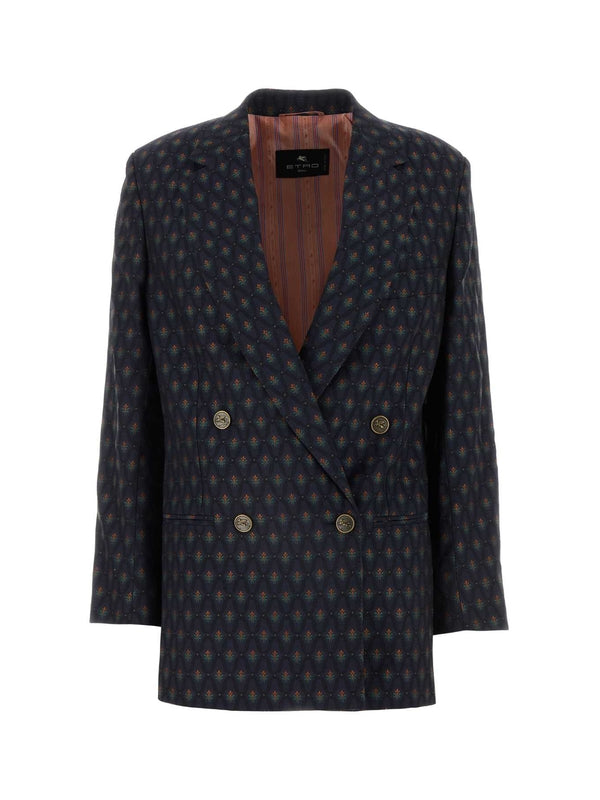 All-over Pattern Wool Tailored Jacket