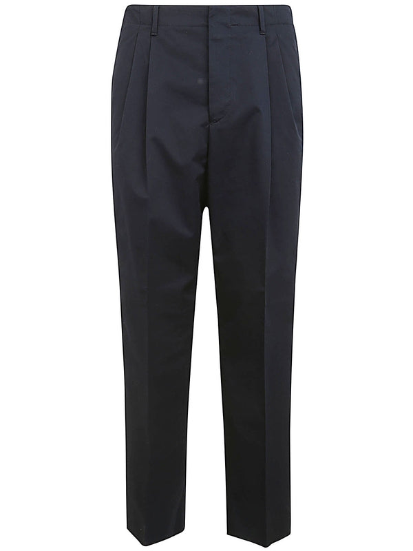 Navy Cotton Tailored Pants