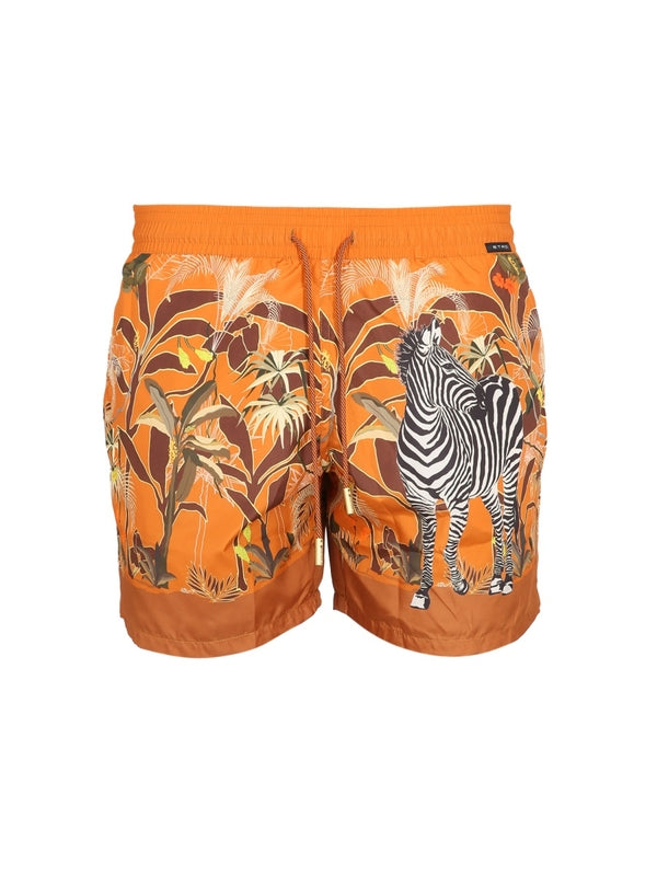 Allover Print Cotton Swim Pants