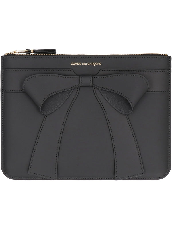 Big Bow Leather Pouch Bag