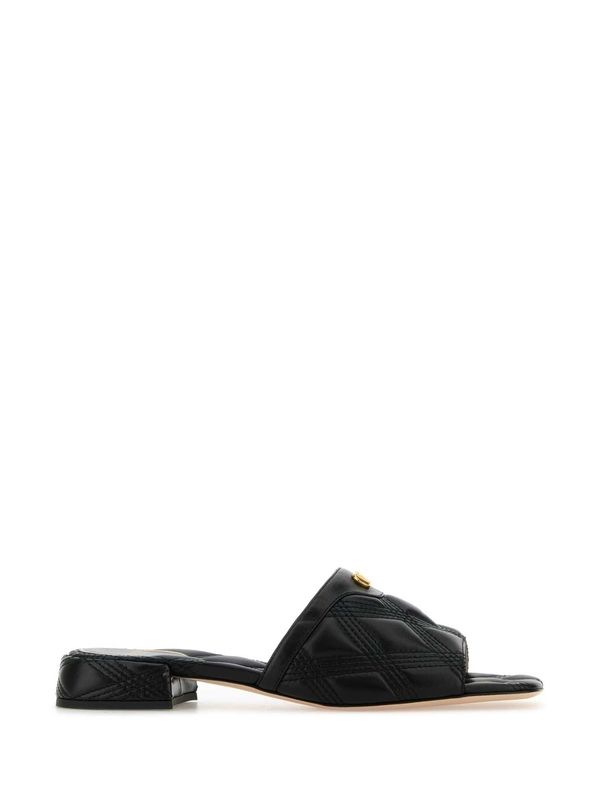 Quilted Leather Flat Slides