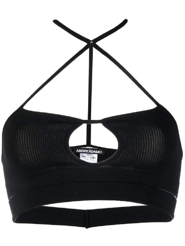 Cutout Halterneck Strap Crop Top