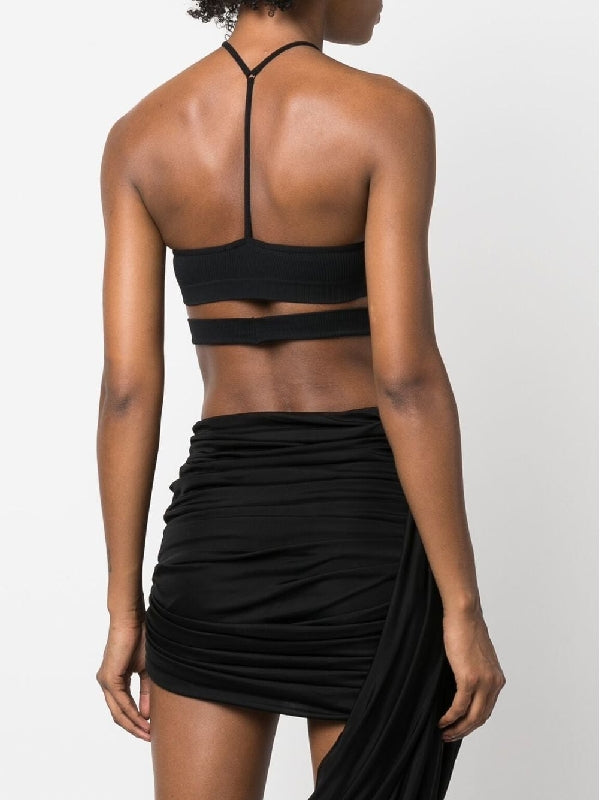 Cutout Halterneck Strap Crop Top