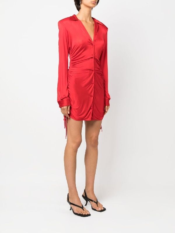 Side Gathering Shirt Dress