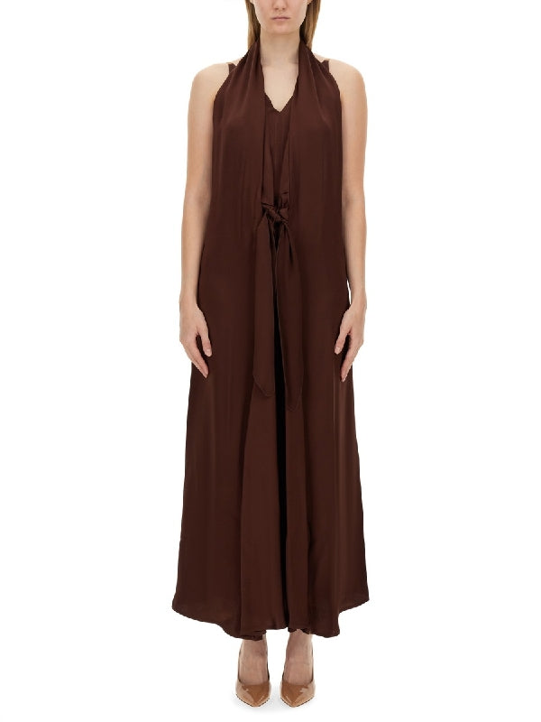 Brown Silk Long Dress