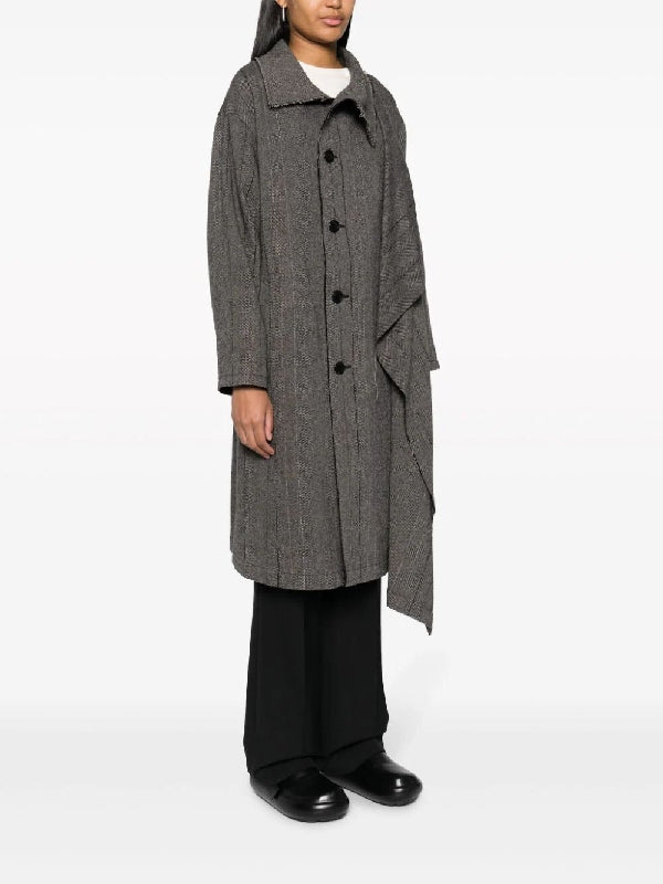 Herringbone Drape Panel Coat