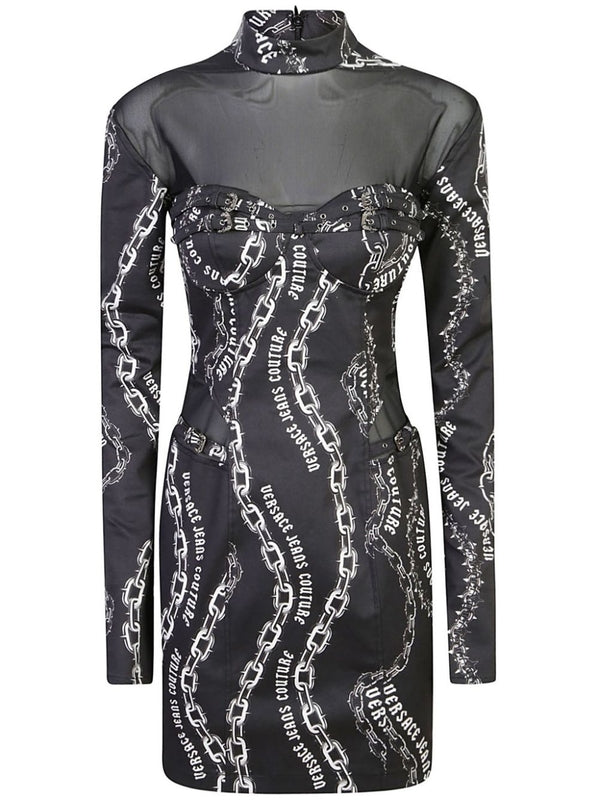 Allover Print Sheer Mini Dress