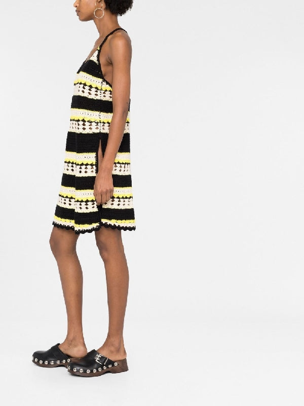 Stripe Crochet Slip Dress