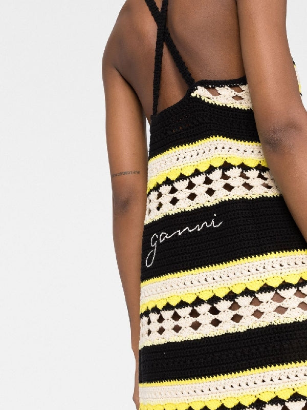 Stripe Crochet Slip Dress