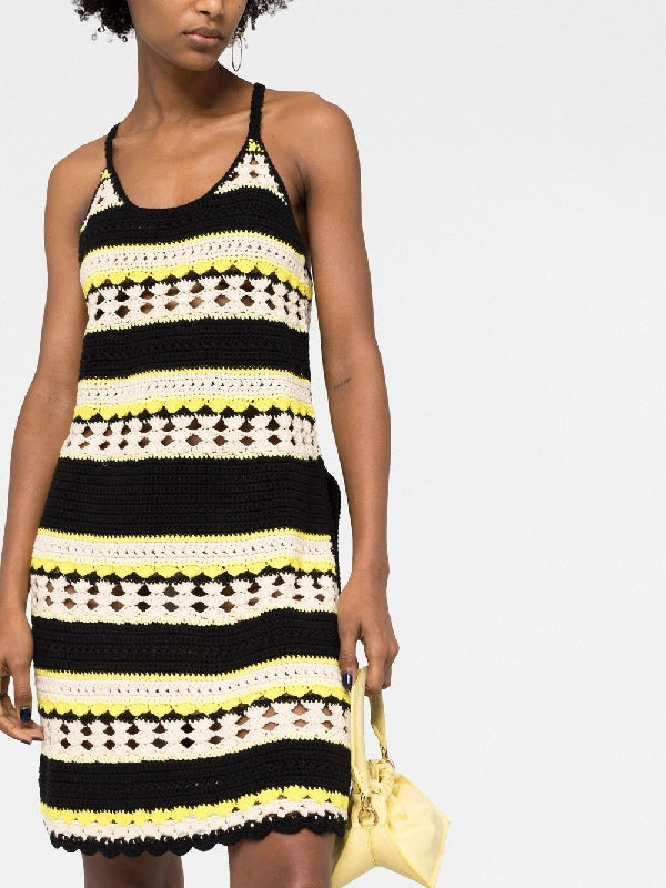 Stripe Crochet Slip Dress