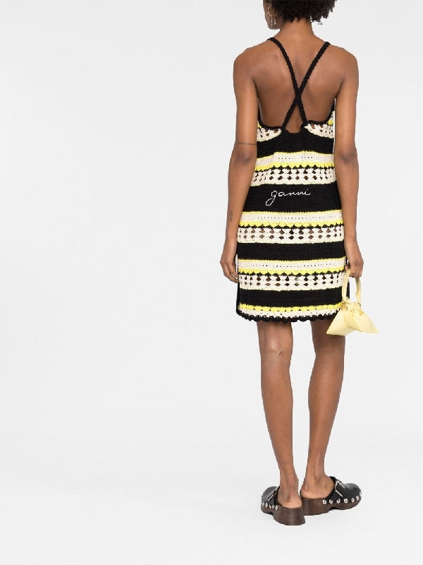 Stripe Crochet Slip Dress