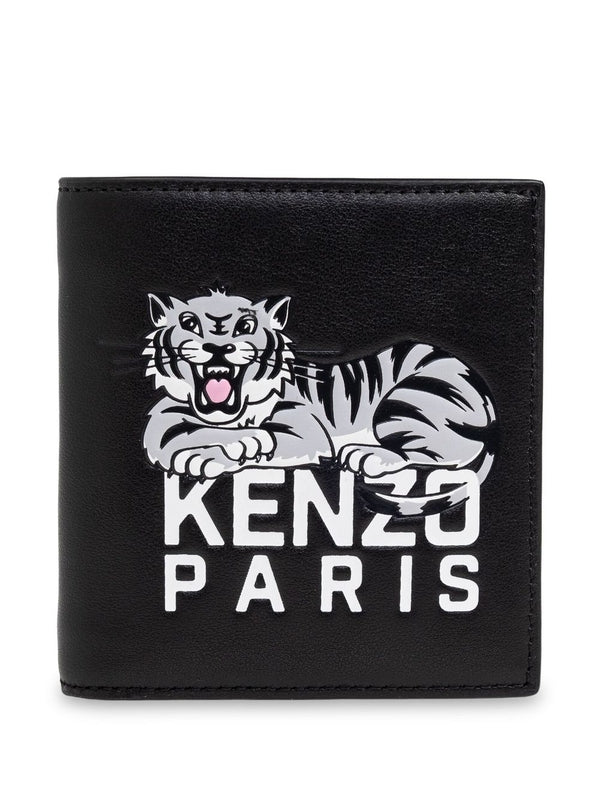 Tiger Logo Detail Leather
  Bifold Wallet