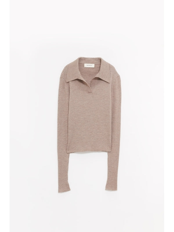 Open Placket Wool Polo Shirt