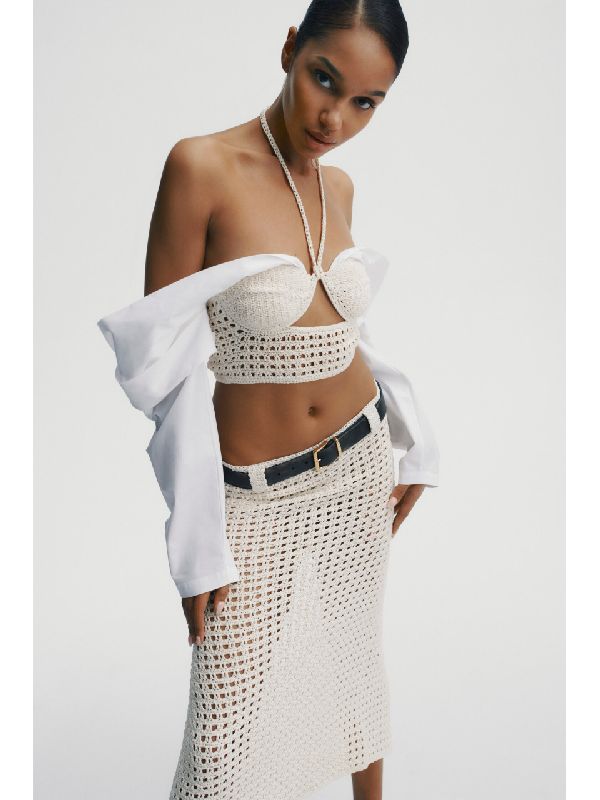 Mesta Crochet Corset Off Shoulder Shirt