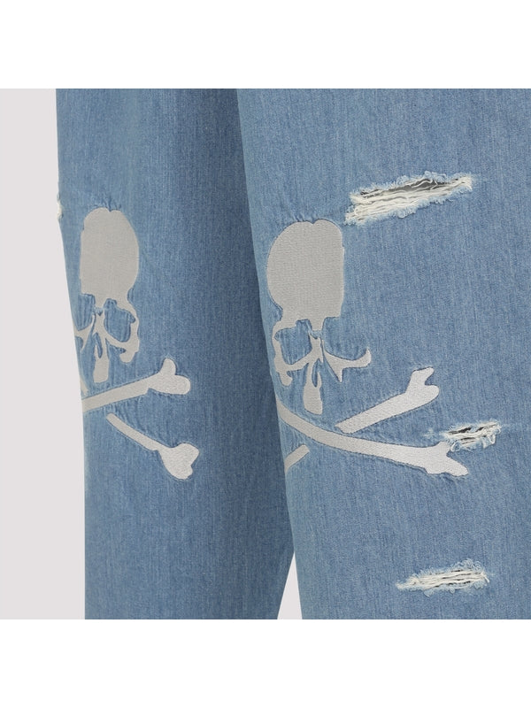 Skull String Detail Denim Pants