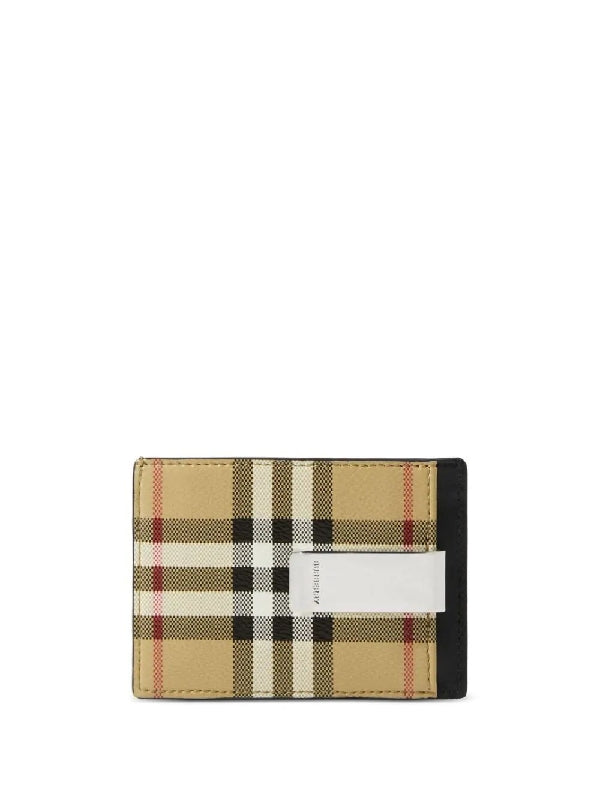 Vintage Check Leather Card Holder