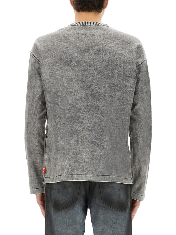 Washing Denim Long Sleeve Top