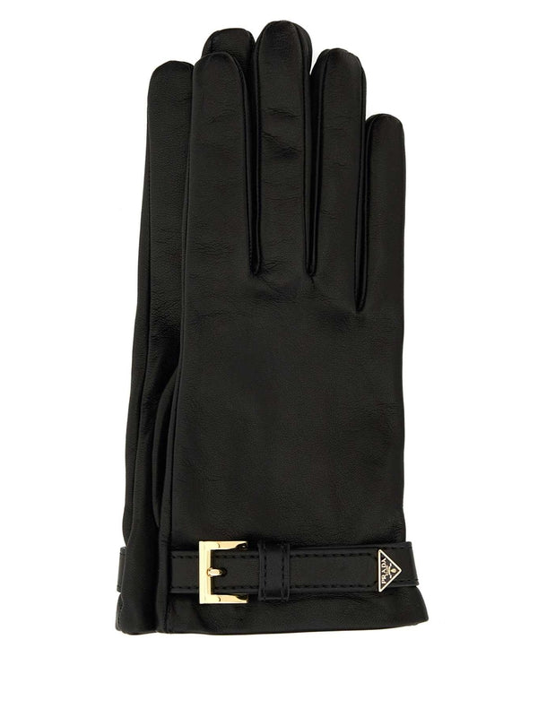 Triangle Logo Leather Gloves