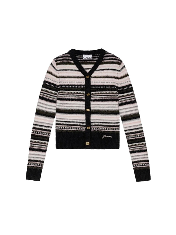 ロゴストライプウールカーディガン