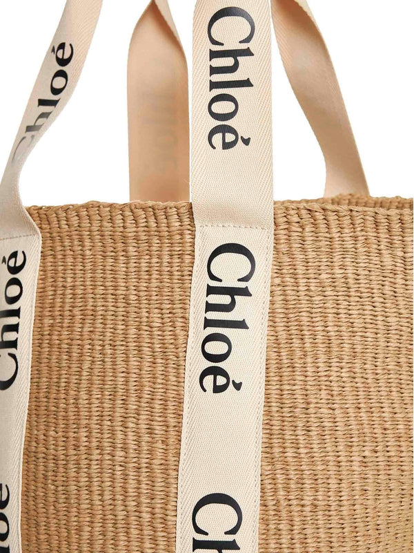 Woody Raffia Large Tote Bag