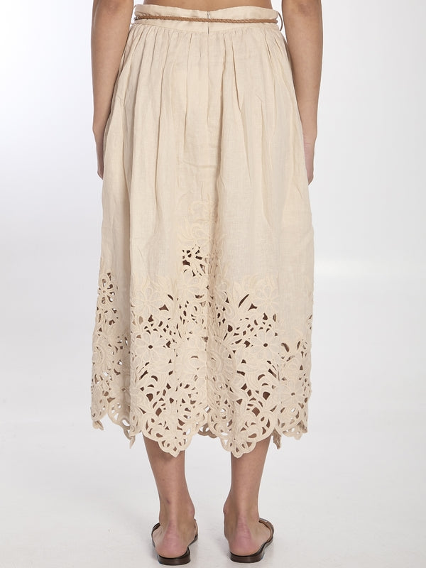 Wylie Openwork Linen Skirt