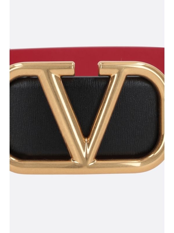 V Logo Reversible Leather Belt