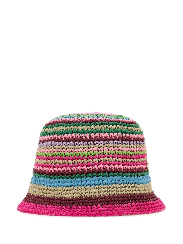 Color Stripe Raffia Bucket Hat