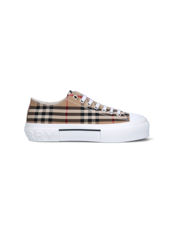 Vintage Check Pattern Cotton Sneakers