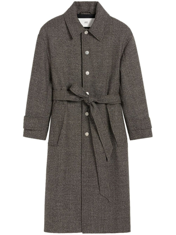 Belted Wool Cotton Single Coat