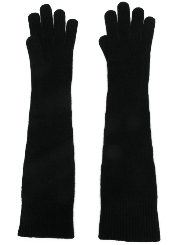 Wool Cashmere Ribbed Knit Gloves