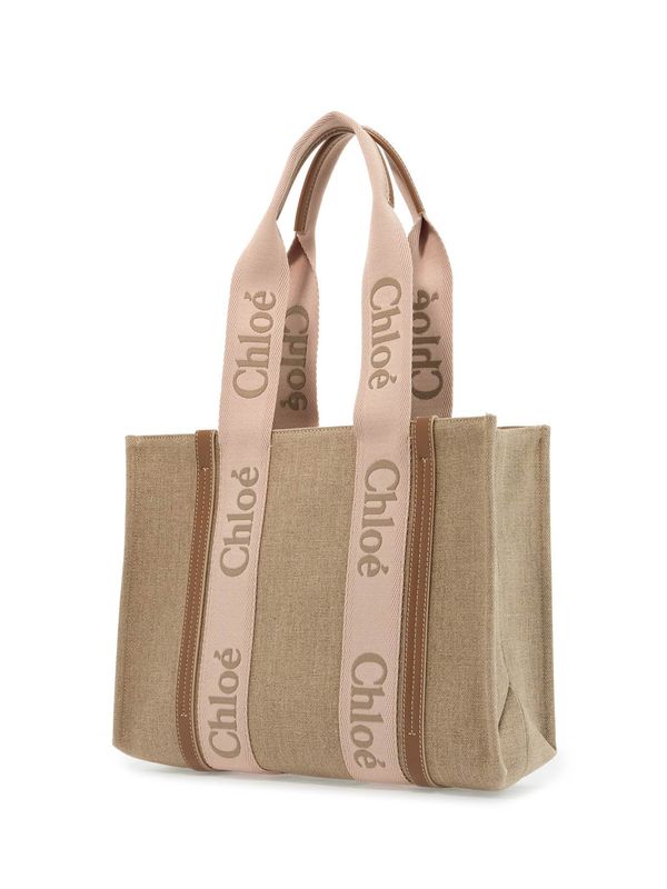 Woody Logo Strap Medium Tote
  Bag