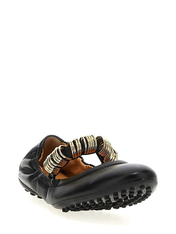 Dee Metal Ring Leather Ballerina Flat Shoes