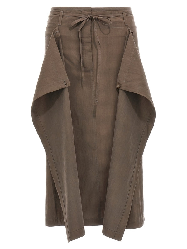 Tie Strap
  Button Midi Skirt