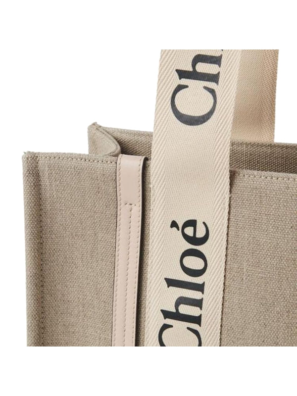 Woody Logo Canvas Medium Tote Bag