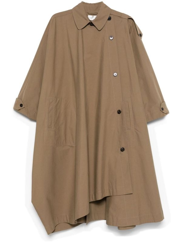 Asymmetric Single Cotton Trench Coat