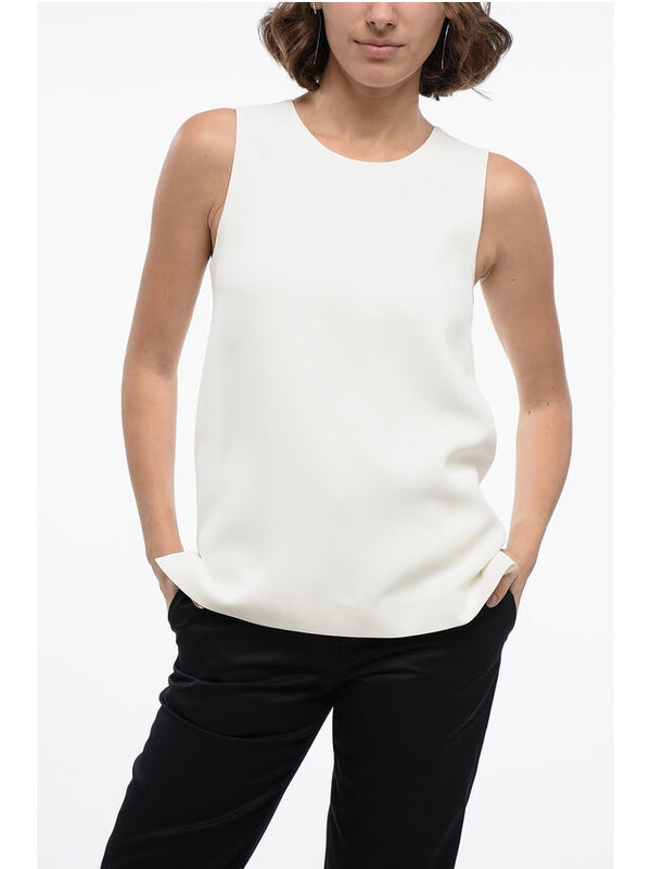 White Satin Sleeveless Top