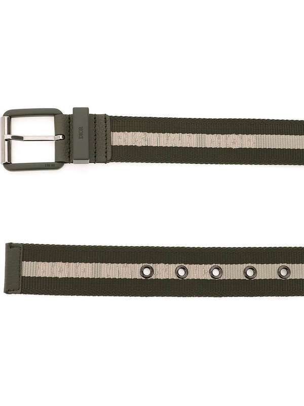 Logo Buckle Jacquard Fabric Belt