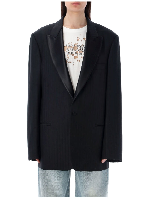 Backstitch Stripe Wool Jacket